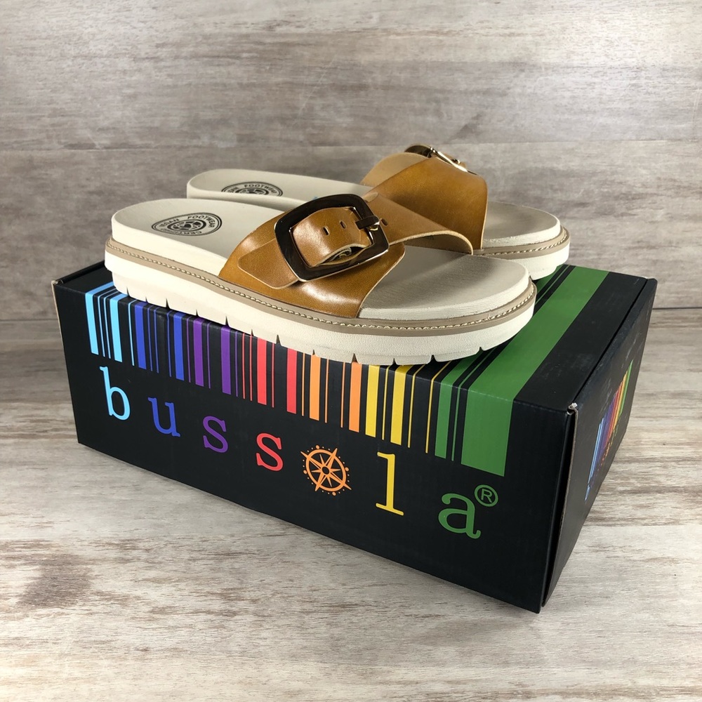 NEW Bussola Pinoye Sandal Vegan Brown with Gold Buckle Women 6.5, 7.5, 8.5 - Picture 10 of 13